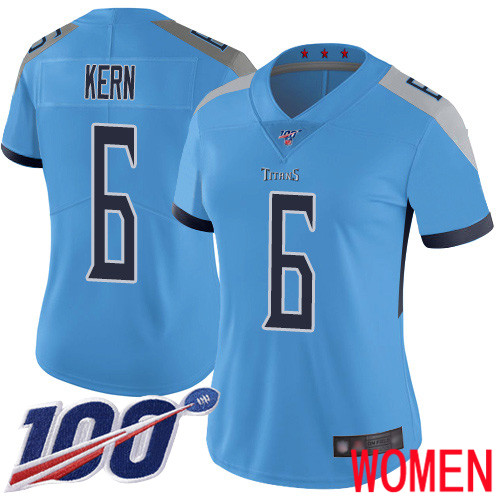 Tennessee Titans Limited Light Blue Women Brett Kern Alternate Jersey NFL Football #6 100th Season Vapor Untouchable->women nfl jersey->Women Jersey